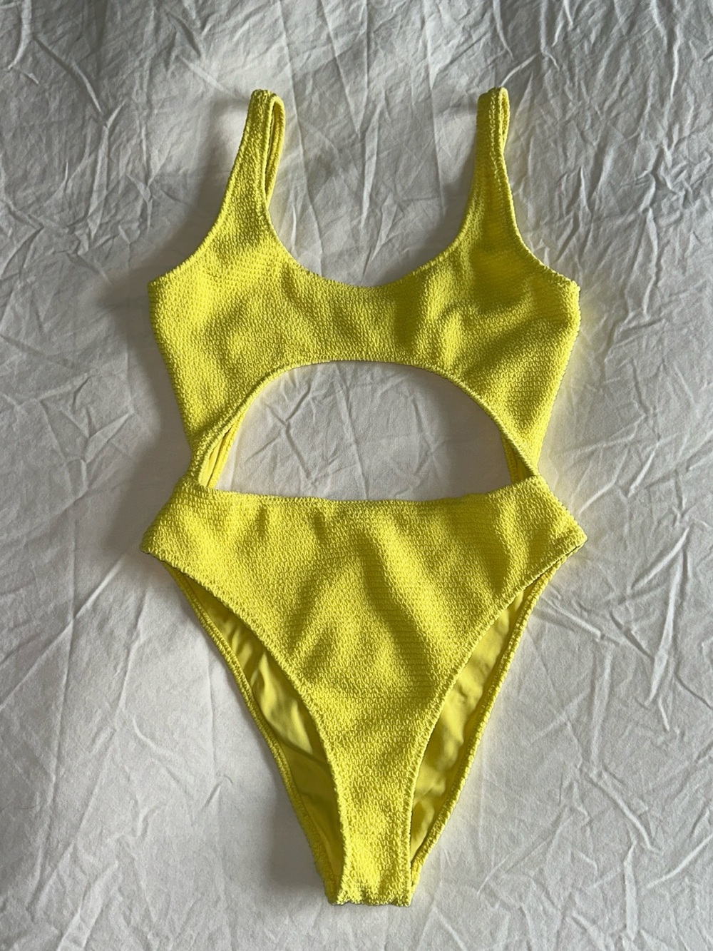 La Hearts Bright Yellow Textured One-Piece Swimsuit